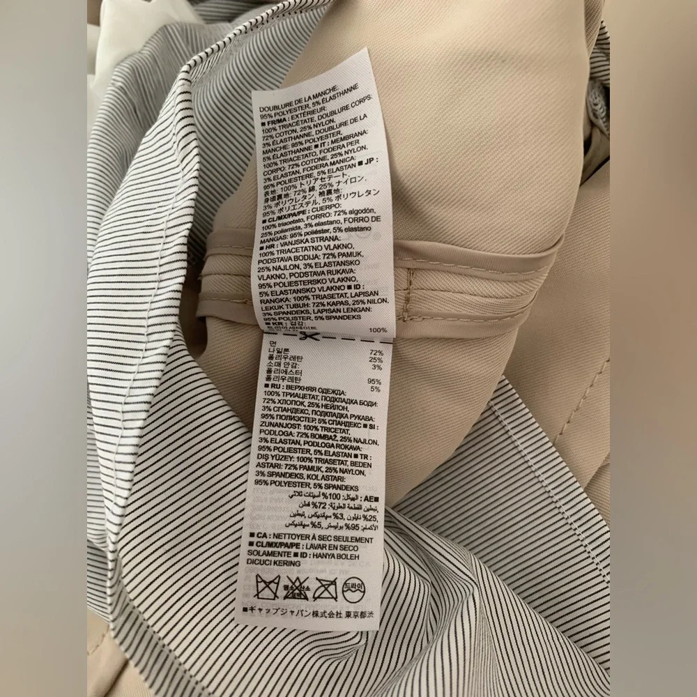 Banana Republic Trench Coat: Khaki Beige, 2 Side Pockets, 2 Side Slits M - Picture 12 of 16